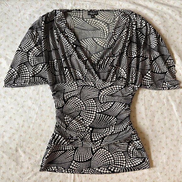 y2k 2000s rampage black and white polka dot fitted blouse - Picture 5 of 8